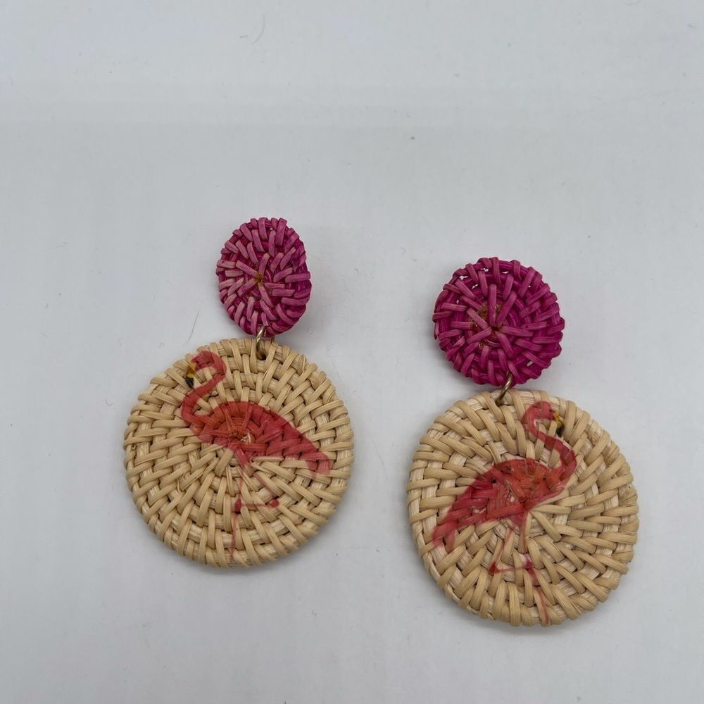 Rattan Earrings Double Disk - Picture 4 of 4